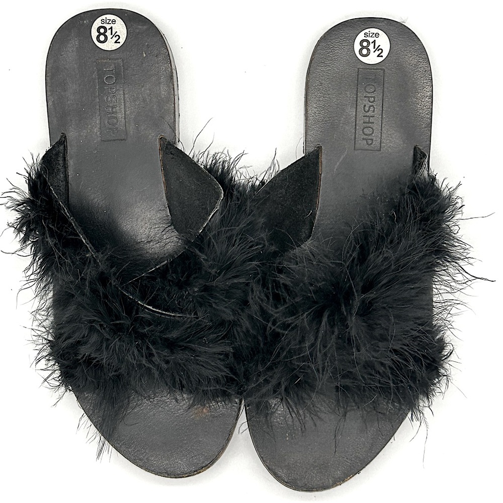 Topshop Feathered Slideā Sandal Sz 8.5 Euro 39